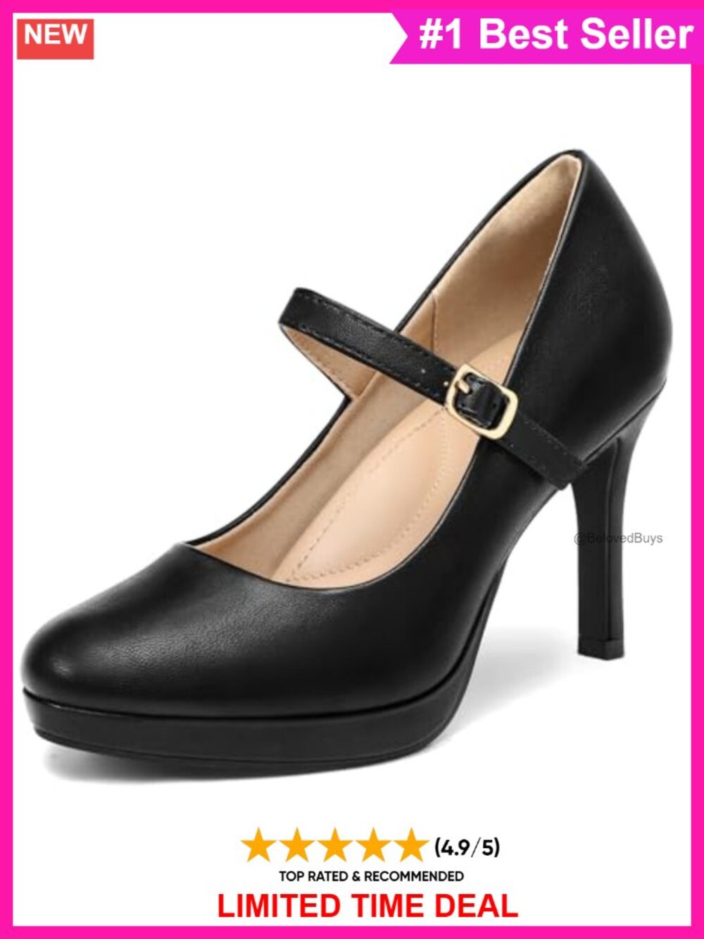 Mary Jane Pumps Closed Toe Round Toe Platform Stiletto Heel Dress Shoes